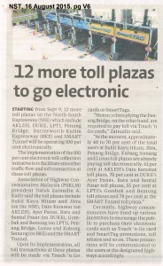 NST 12 More toll plazas to go electronic 16Aug2015